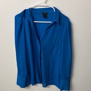 Ann Taylor Vibrant Blue Button-Up Blouse